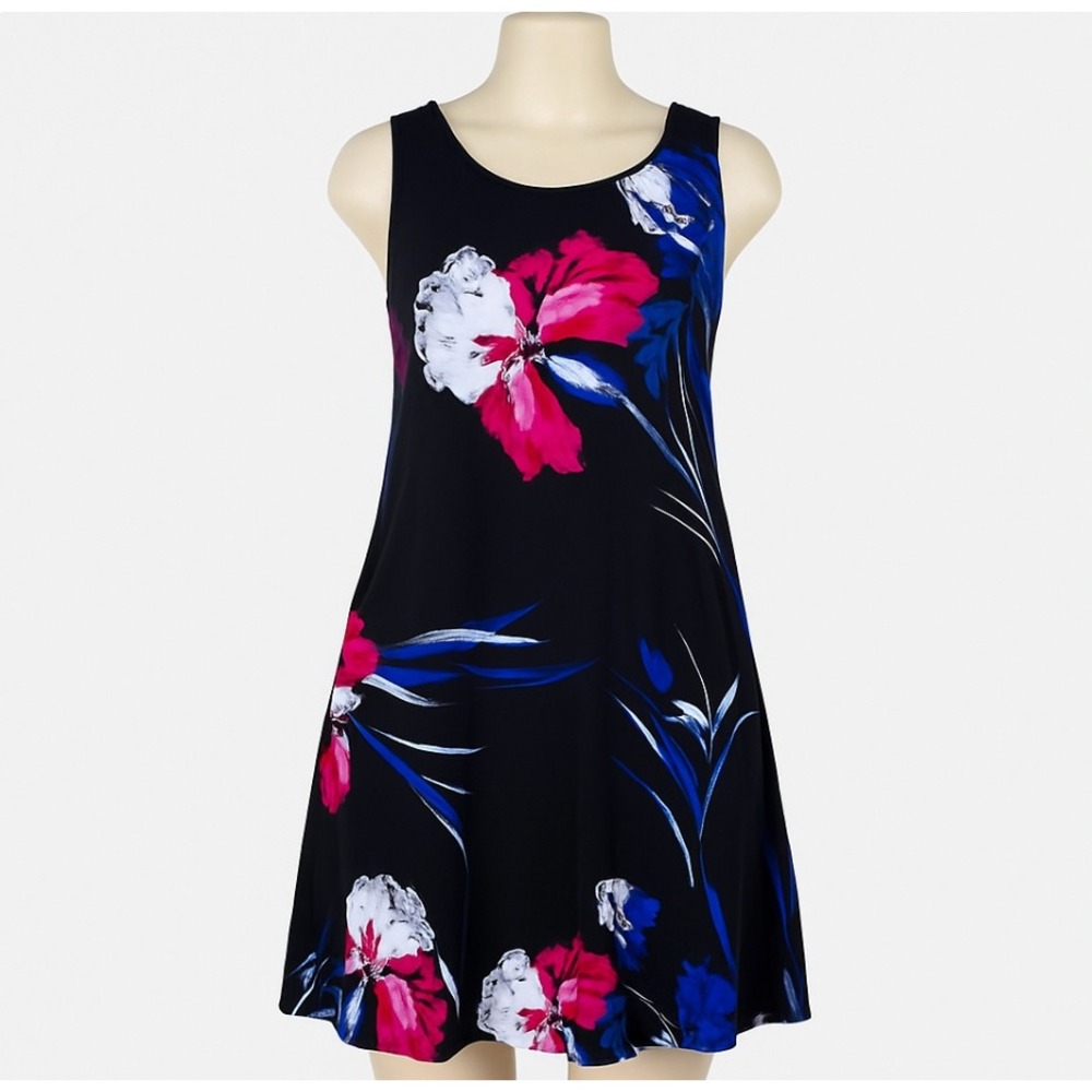Lauren Ralph Lauren Dress Women Floral Sleeveless Preppy‎ Black Pink Blue Size 2
